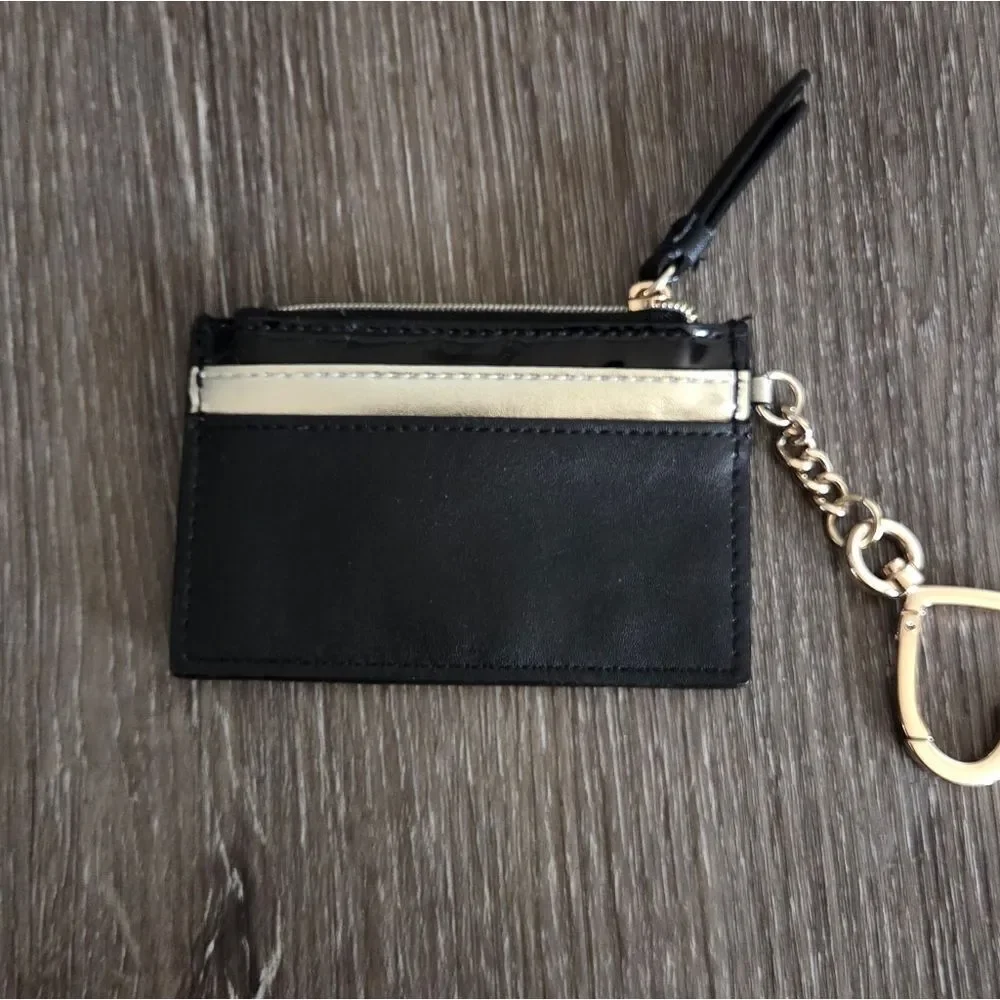 Victoria's Secret Black and Gold Studded Card Holder with a Heart Keychain